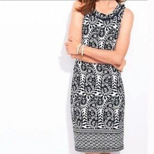 Talbots black damask paisley sheath dress